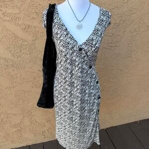 Black and white floral button up dress